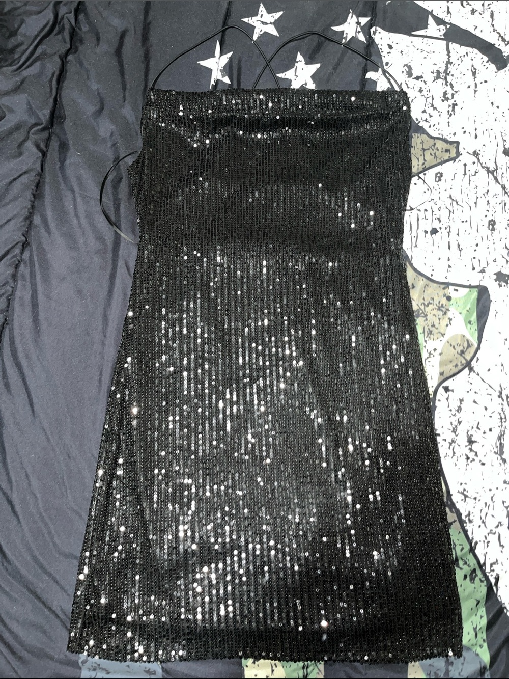 Bozzolo Black Sequin Mini Skirt